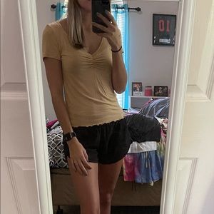 American Eagle Yellow Striped Shirt Small
